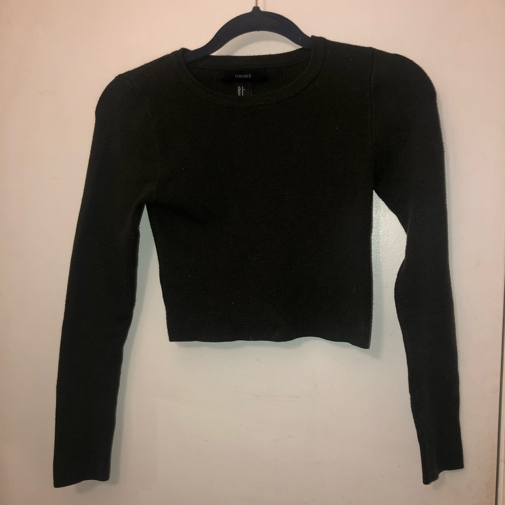 Olive Green Cropped Sweater